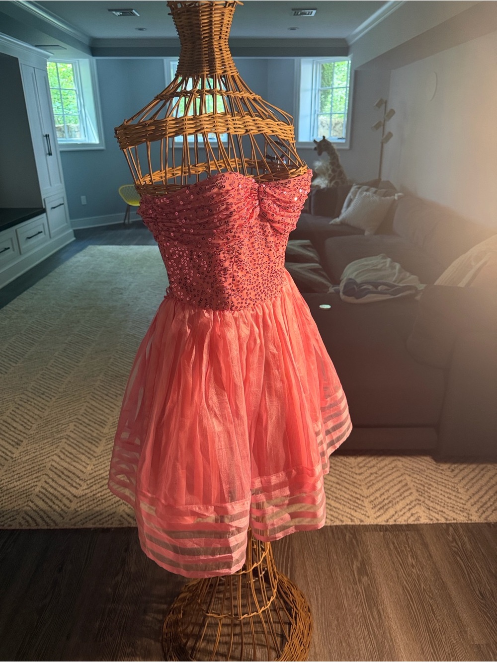 Betsey Johnson Coral Pink Sequin Tulle Party Dress